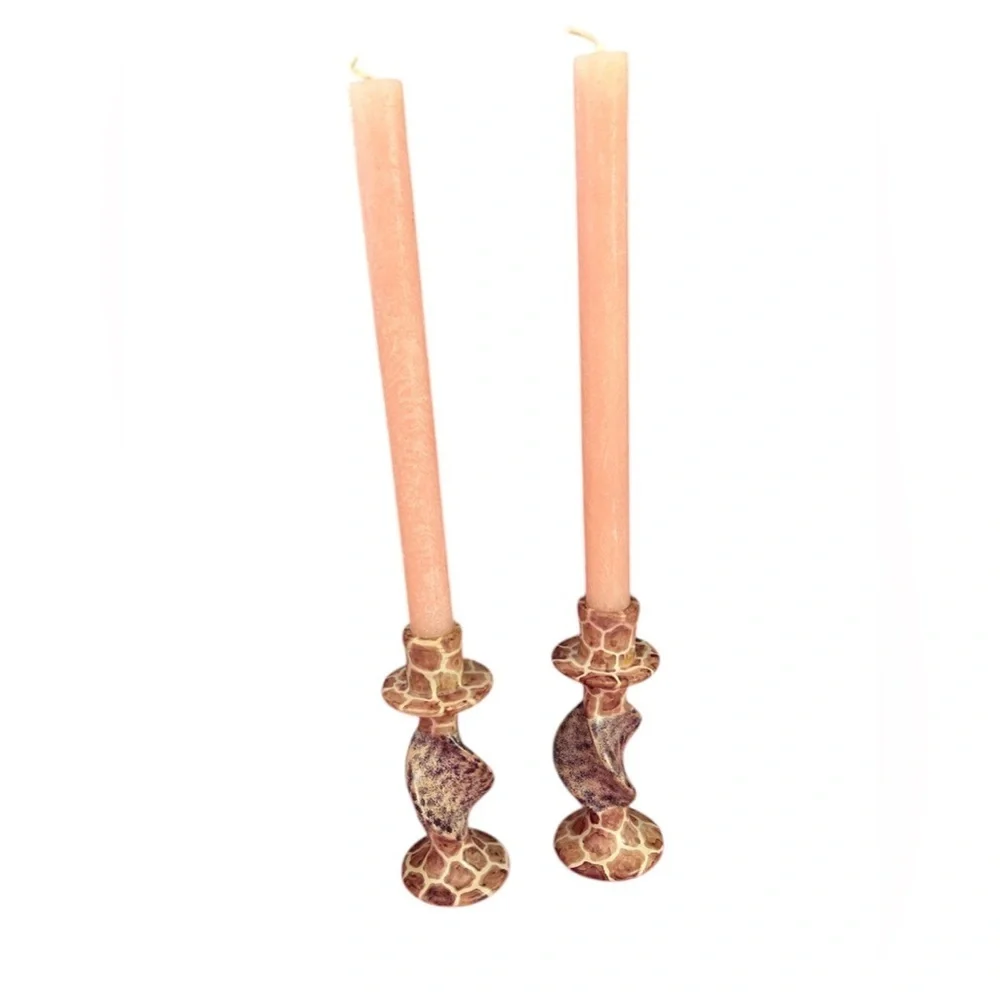 Giraffe Print Swirl Candle Holders
